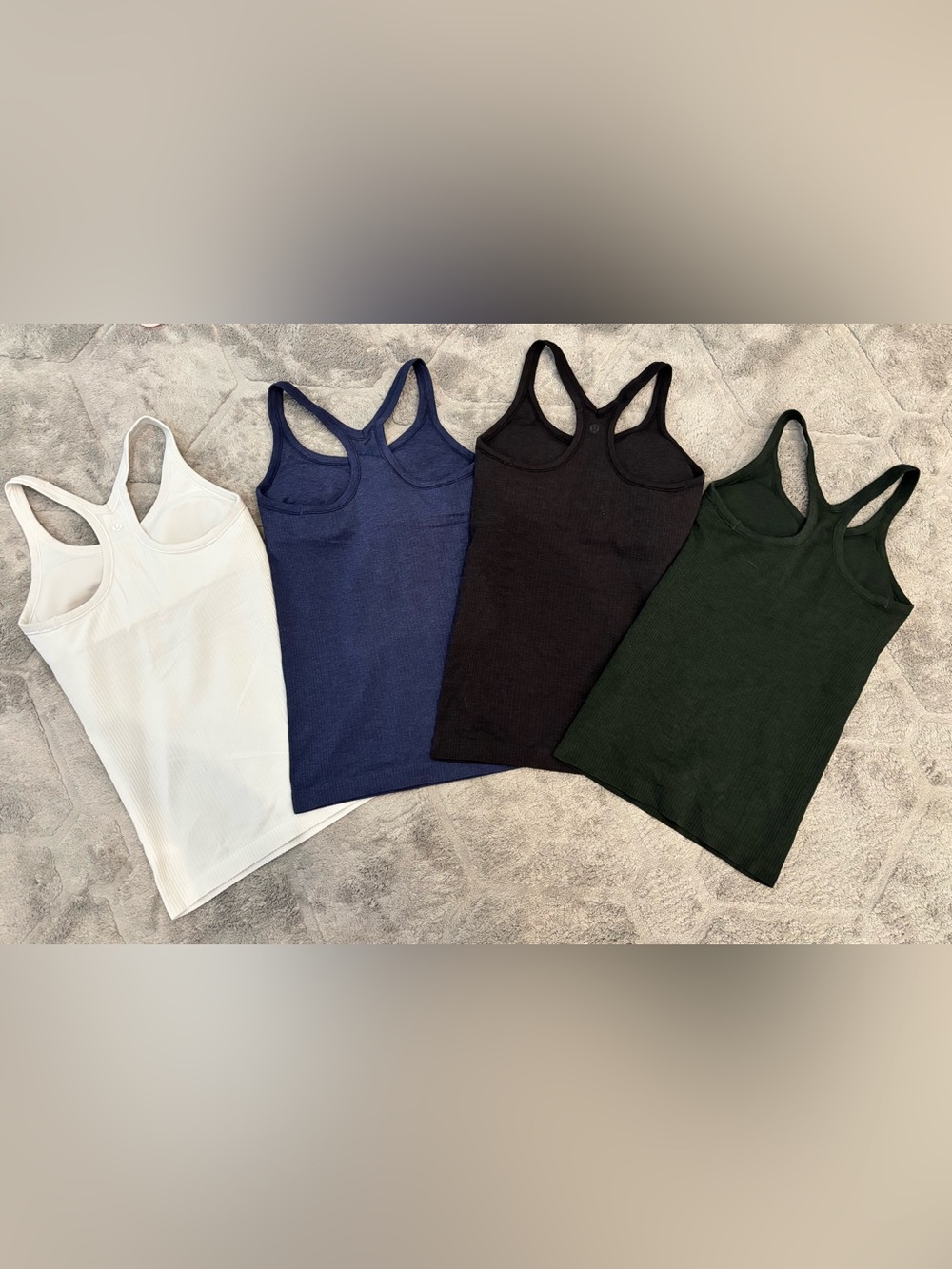 Lululemon EBB Ribbed Racerback Tank Top - Navy, Black, Forest, White - Picture 2 of 7